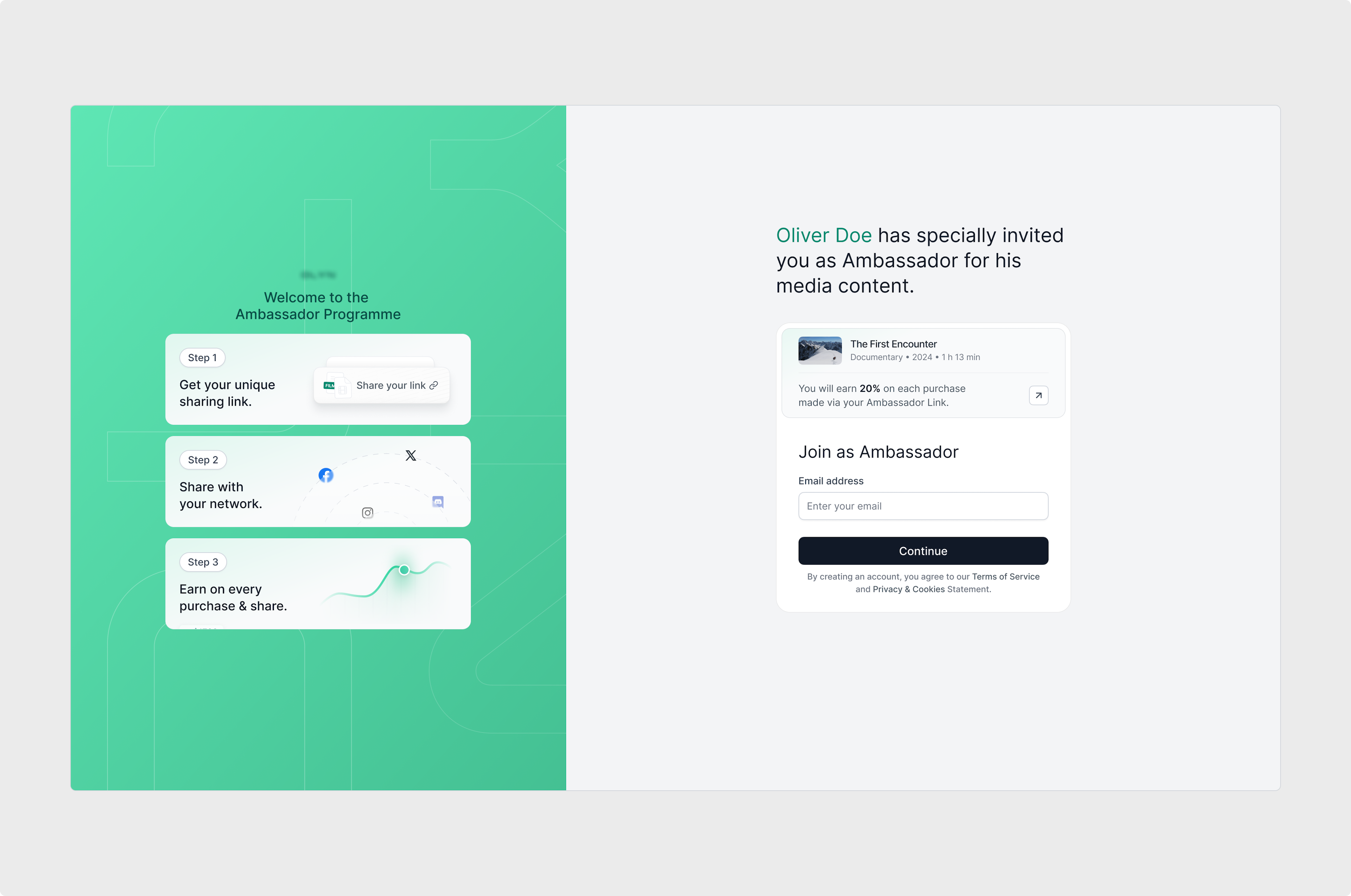 Onboarding page